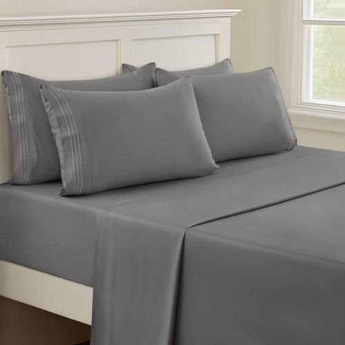 1800 Series 6 Piece Bed Sheet Set Soft Deep Pocket Twin King Queen Full Sheets - Picture 2 of 220