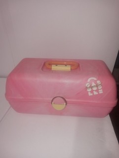 Caboodles of California Pink Swirl Large Makeup Case Vintage 3 Tier With Mirror