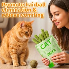 100g Cat Grass Teething Stick, Freezed Drying Cat Grass Sticks Snacks for Cat...