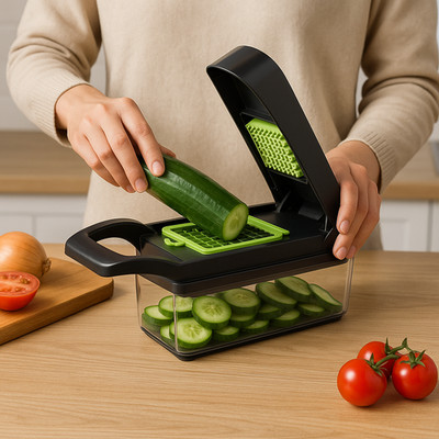 Dice & Shred & Slice Vegetable Chopper   Multi-Functional 10-in-1 Veggie Cutter,
