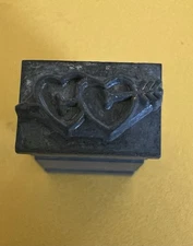 Vintage KINGSLEY Hot Foil Stamp Machine Emblem Die - Double Cupid Hearts