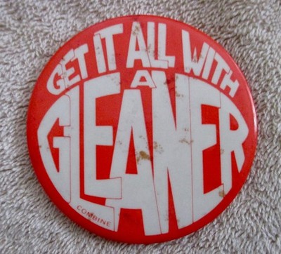 Vintage GLEANER Combine vintage advertising BUTTON pinback Allis Chalmers farm