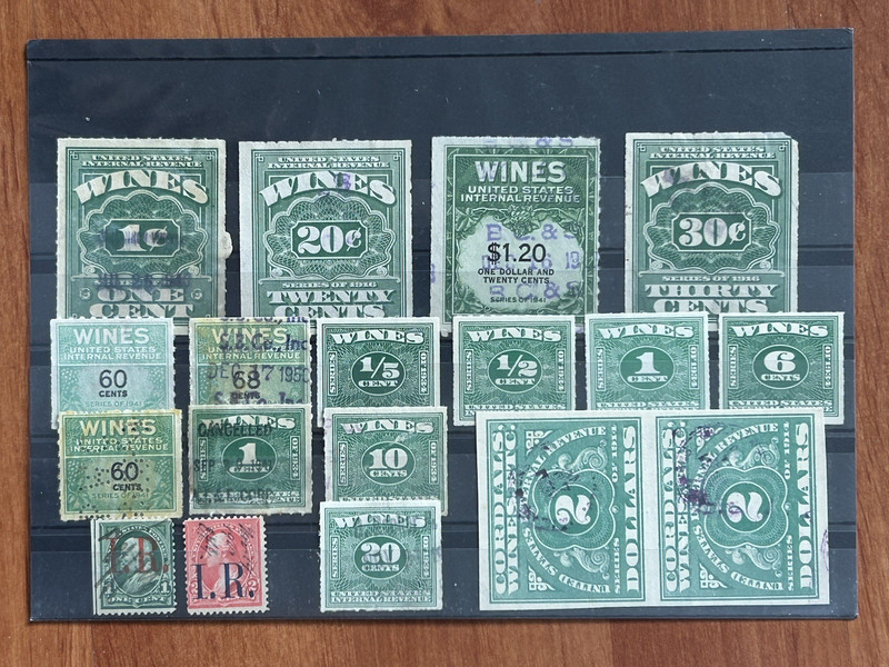 UNITED STATES Internal Revenue " WINES " Mixed Lot 1914 - 1941 Mint & Used.