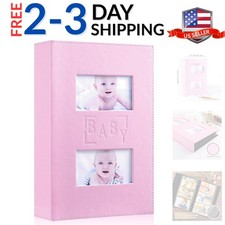 Baby Girl Photo Album 4x6 300 Pocket Pictures, Leather Cover Newborn Shower G...