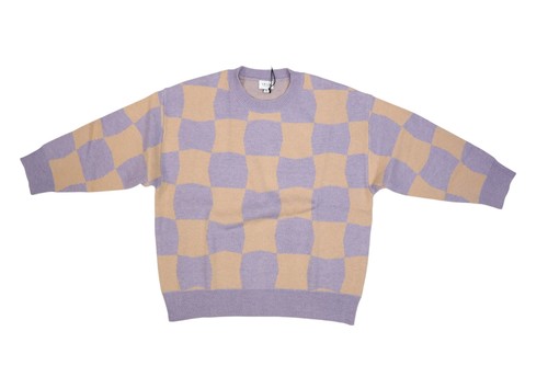Le Lis Sweater Womens XS Lavender Apricot IWT1362 Checkered Pullover Knit Soft