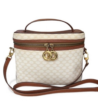 CELINE Macadam Canvas Vanity Hand Bag PVC Leather 2way | Vintage