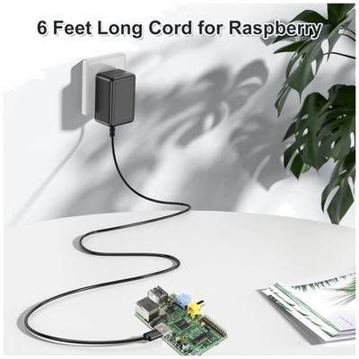Long Cord AC Adapter for Raspberry Pi 3 2 B/B+