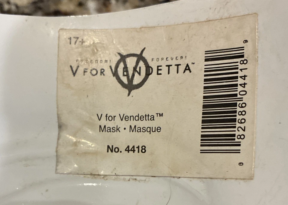 Máscara V de Vendetta - Máscara de anarquía anónima con licencia oficial Foto 3 de 4
