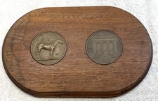 1968 NYRA MEDALLION BELMONT PARK REOPENING HORSE WOOD PLAQUE