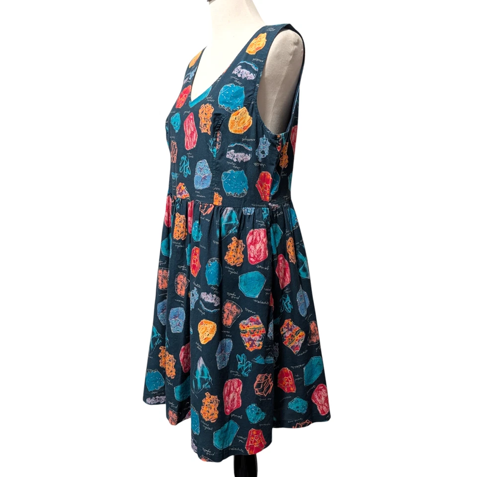 ModCloth Womens Size XL Blue Geology Gemstones Rocks Sleeveless Fit Flare Dress - Image 3 of 4