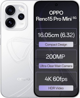Oppo Reno15 Pro mini 5G Factory Unlocked Dual SIM 6200 mAh Battery 512GB White