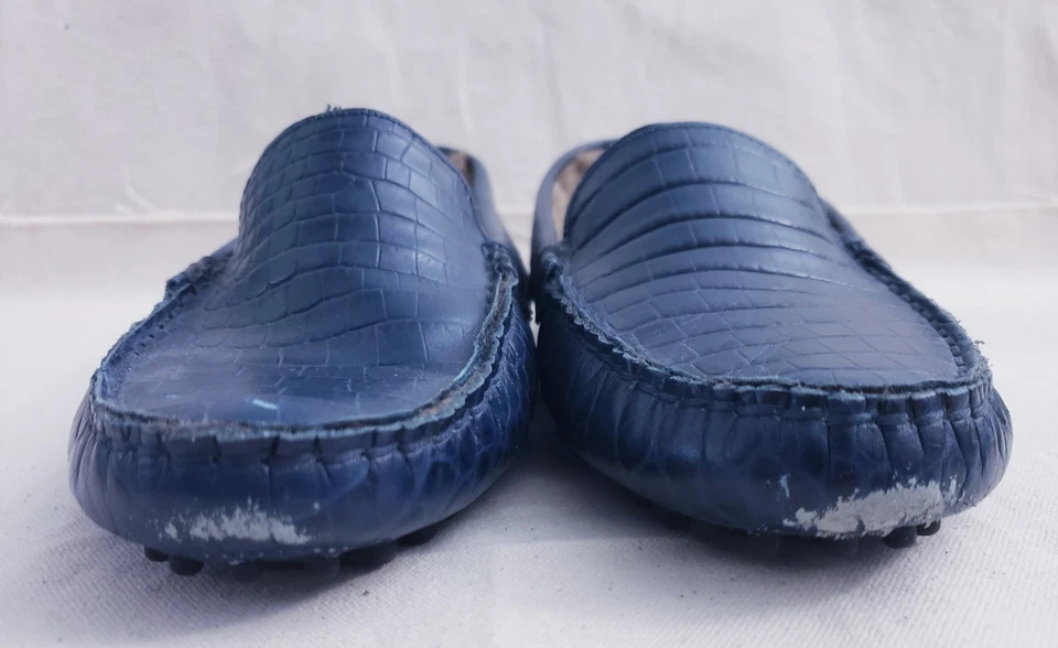Zapato Mocasín M. GEMI Felize Mujer Azul Estampado Animal Cocodrilo Talla 38 Italia Foto 3 de 4