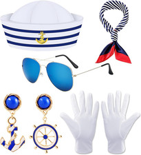 7-Teiliges Matrosenanzug-Set, Damen-Matrosenanzug, Kapitän-Matrosen-Kostüm-Set, 