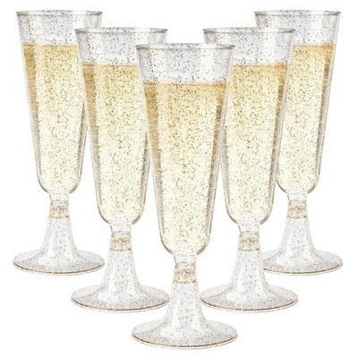 GuanQiao 40 Pack Plastic Champagne Flutes, 5.5 OZ Disposable Plastic Champagn...