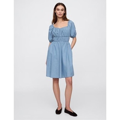GAP Puff Sleeve Sweetheart Mini Dress Size Medium NWT