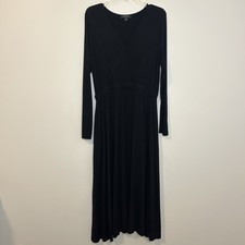 Karen Kane Black Dress Jersey Berry Mountain V Neck Midi 3/4 Sleeve - Large