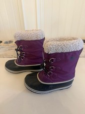 Sorel Snow Boots Kids Youth Size 3 Purple Black Waterproof Insulated Winter
