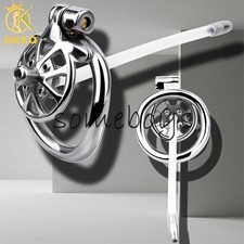 Male Sissy Chastity Cage with CBT Spikes Men Lock with Tube Bondage BDSM Device