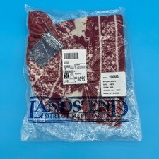 Lands End Dark Red Wool Reindeer Snowflake Fair Isle Fleece Lined Beanie Hat