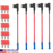 5 Sets Automotive Micro3 Fuse Tap Holder Red 10 Amp ATL 3 Prong Blade Fuses