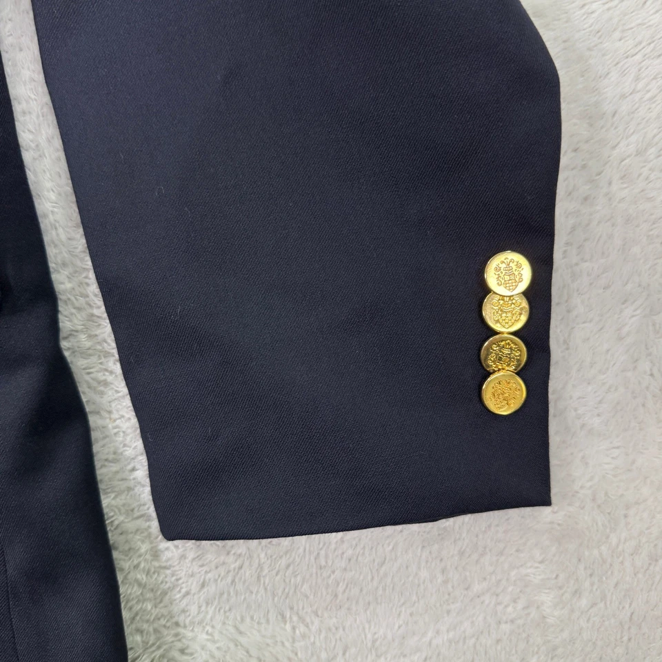 NEW Joseph Feiss Gold Classic Fit Mens 40R Navy Wool Gold Buttons Blazer Jacket - Image 3 of 4