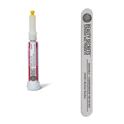 Drip & Clog Proof Nail Glue (1 Pack) Bundled with Zebra Cushion Nail File Med...
