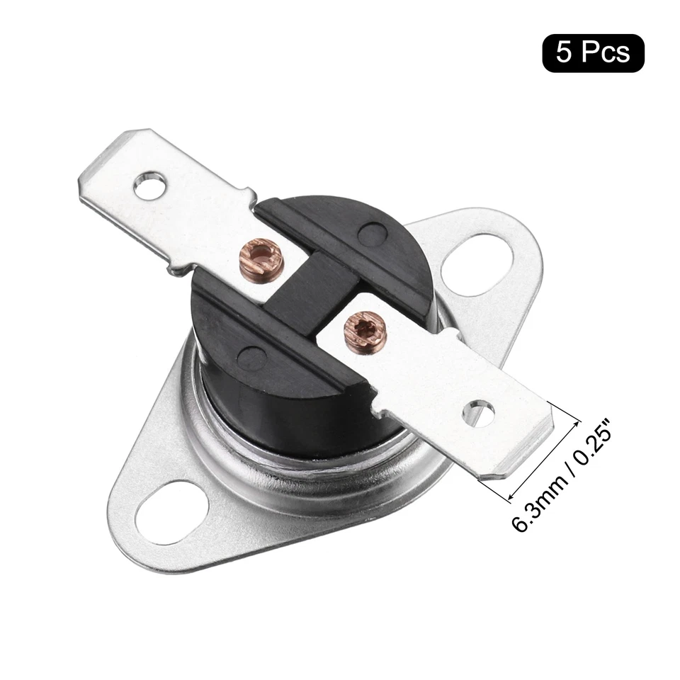 Temperature Control Switch Thermostat KSD301 5°C 10A NC 6.3mm Pin 5pcs - Image 3 of 4