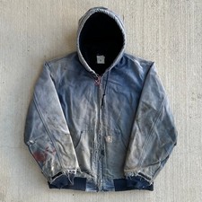 Carhartt J140 NVY faded blue hooded work wear jacket Medium