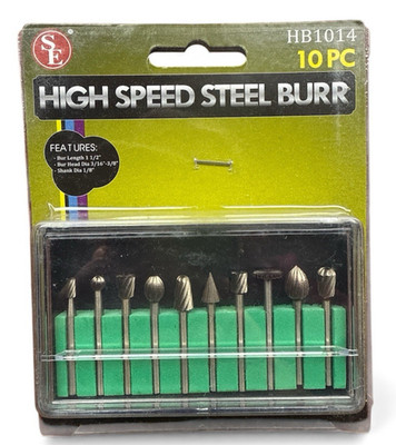 Sona Enterprises 10pc High Speed Steel Burr Set 1/8'' Shank - HB1014