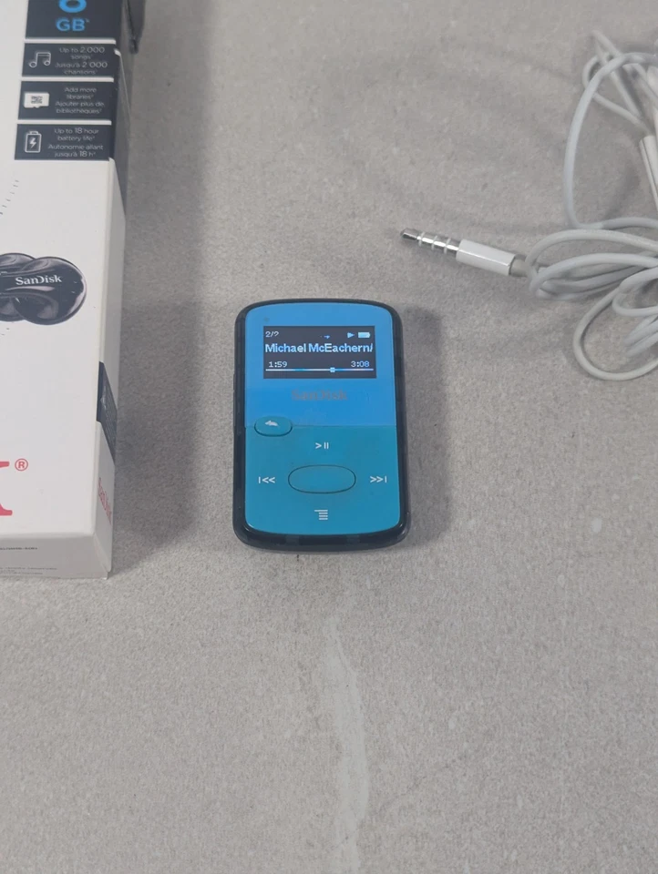 SanDisk Clip Jam MP3 Player Teal, 8GB, 1" Display, FM Radio, MicroSD Card Slot - Image 3 of 4