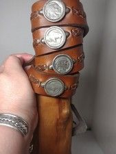Indian Head Nickle 1936 Cole Hann Belt 36 Made In USA, 4 Buffalo Nickles