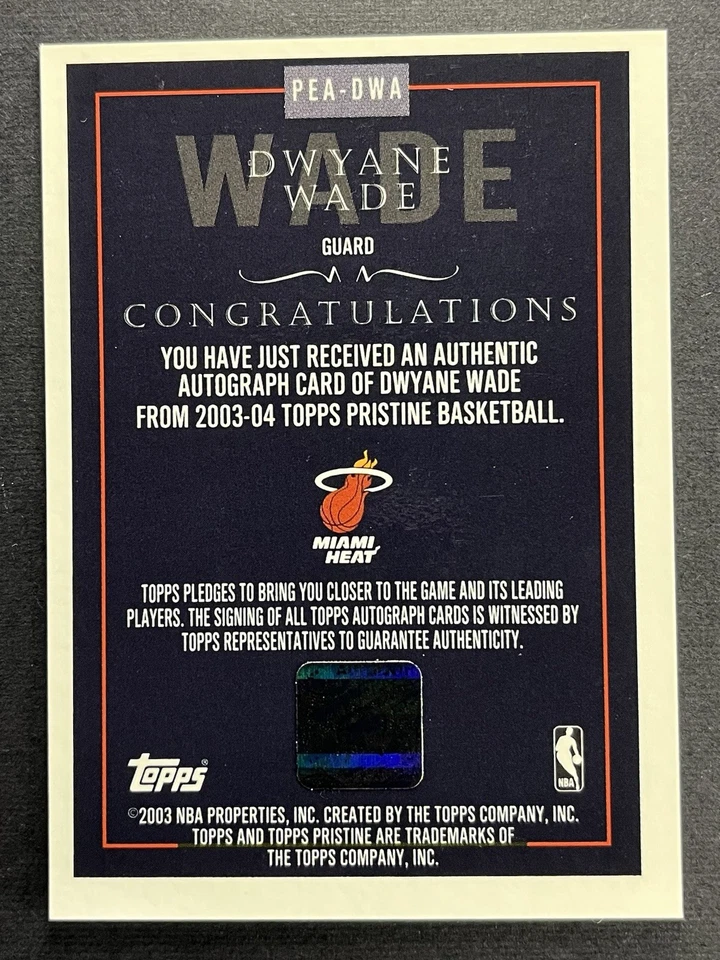 2003 Topps Pristine Dwyane Wade RC Rookie Auto On-Card Miami Heat HOF - Image 2 of 2