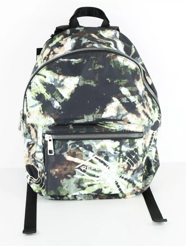 Replay Men's Backpack OS Green Printed Unisex Adjustable Straps Logo Casual