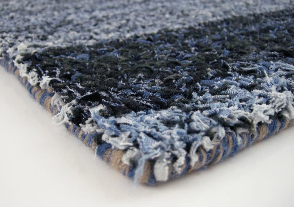 Eco Friend Alfombra Área Pequeña Reciclada Lana Azul, Denim SURYA 18x 18” India NUEVO Foto 2 de 4