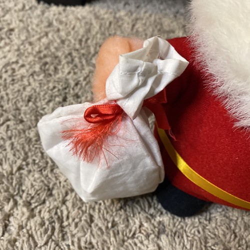 Peluche vintage de Papá Noel 13" juguete barba regalo bolsa Navidad - Imagen 3 de 12
