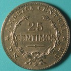 1944 Costa Rica 25 Centimos Bncr America Central Wwii Yellow Brass (not silver)