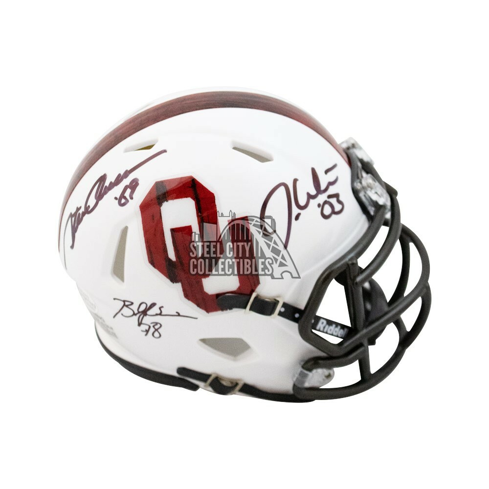 Billy Sims Steve Owens Jason White Autographed Oklahoma Mini Football  Helmet BAS
