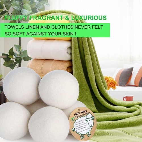 6-Pack Wool Dryer Balls – High Density, Reduces Static & Drying Time, 5cm/2in, Natural Laundry Helper
