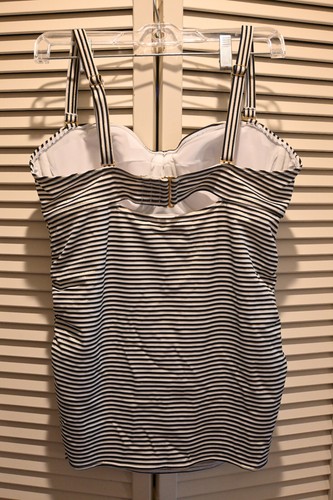 NWT $84 SOMA Swim Bandeau Tankini Top Only Swimsuit RIbbon Stripe US Size 38D - Picture 3 of 11