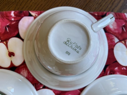 Buffalo China VTG MCM Green Stripe Cups And Saucers Lot (3Sets) - Picture 16 of 17