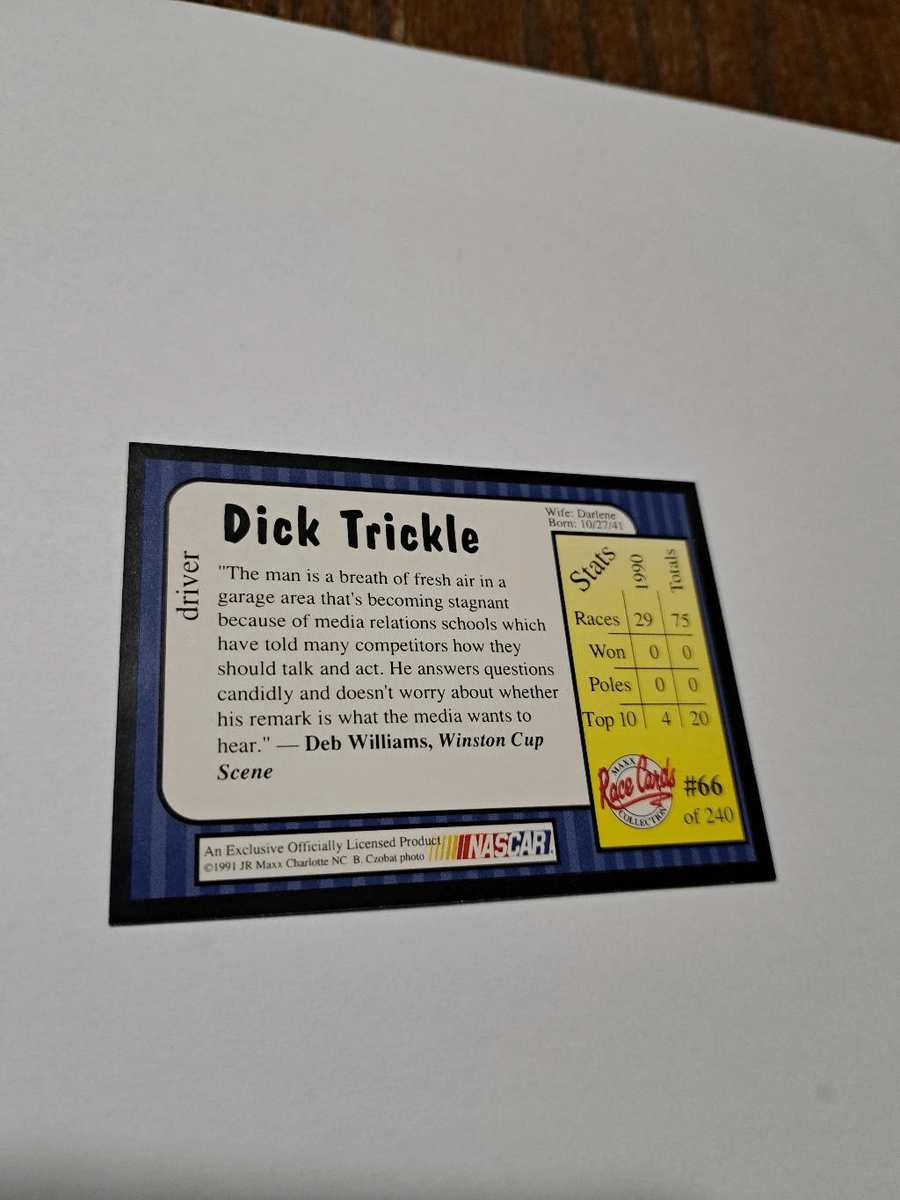 Vintage 1991 Maxx Dick Trickle #66 Race Car Nascar Trading Card | eBay