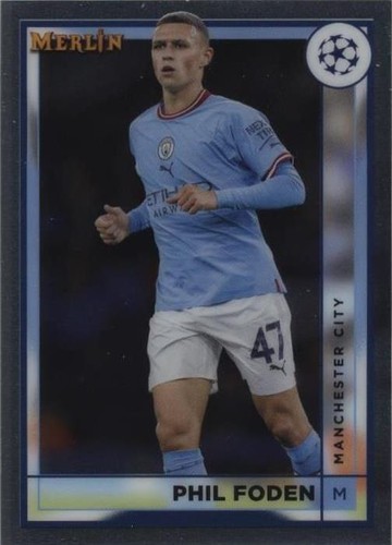 2022-23 Topps Chrome Merlin UEFA Phil Foden #93 Aqua Prism
