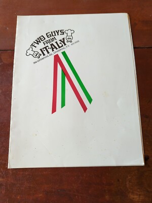 Vintage Two Guys from Italy Restaurant Menu Liverpool New York