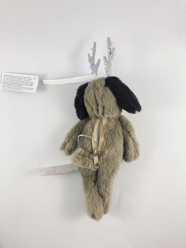Pottery Barn Kids Plush Dog Ornament w Light Up Reindeer Antlers Faux Fur NIP - Picture 2 of 4