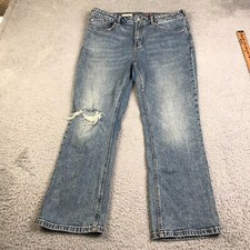 Pilcro Anthropologie Jeans Womens 32 YaYa Kick Flare Distressed Stretch Denim