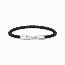 THOMAS SABO Lederarmband Schwarz 925 Sterlingsilber A2149-682-11 Länge 19 cm