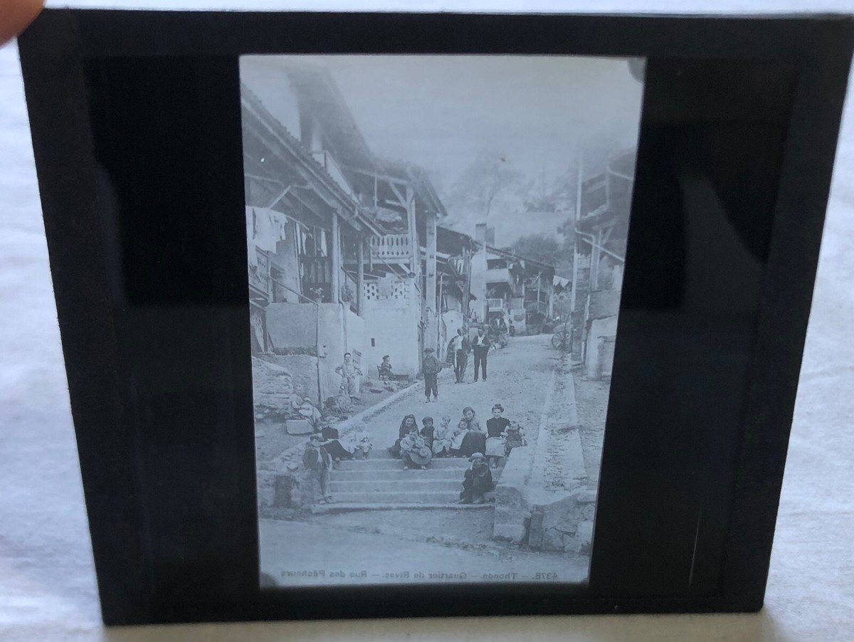 Lanterna magica Doppio vetro Antica slide Rarissima Thonon Rives