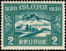 905   Iceland 1930 Stamp Scott #164 Winter Bound Home Mint NH CV $70 as Hinged