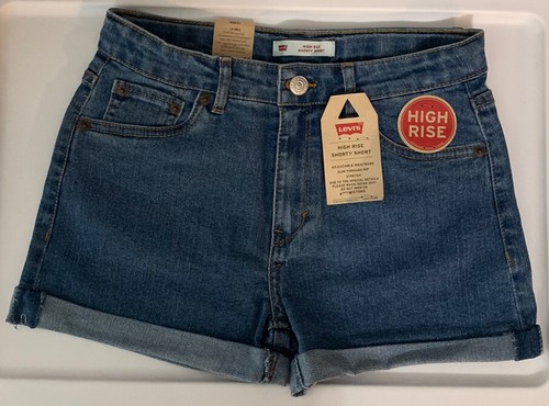 Levi’s Girls Denim Shorts Blue 14 Reg High Rise Adjustable Waistband Stretch - Picture 8 of 12