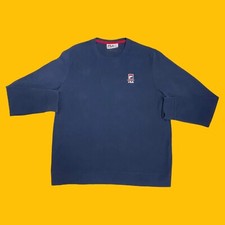 Fila Mens Size XL Classic Embroidered Logo Crewneck Blue Pullover Sweat Shirt